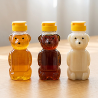 Bouteille en plastique PET en forme d'ours, bouteille de jus en plastique de dessin animé, conteneur vide avec bouchon à clapet pour miel, ketchup, sauce salade