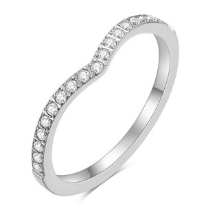 Heart Shape Diamond <b>Ring</b> 2mm Thin Band Pave Setting Women's Fashion Jewelry Gift Index <b>Finger</b> <b>Ring</b> Steel Gold Color - Product Image 5