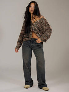 <span class=keywords><strong>Cardigan</strong></span> in maglia Vintage con scollo a V alla moda giacca arcobaleno Maillard in <span class=keywords><strong>peluche</strong></span> a maniche lunghe morbido <span class=keywords><strong>Cardigan</strong></span> da donna - Product Image 6