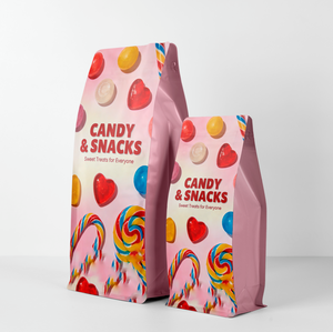 ถุงพลาสติกใส่ขนม ขนาด 500 กรัม 1000 กรัม สีชมพู คุณภาพดี แบบก้นแบน มีซิปแบบตัว T สำหรับขนมหวาน - Product Image 1