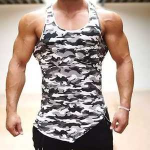 Camiseta Deportiva Personalizada OEM para Fisicoculturismo, Camiseta sin Mangas de Algodón para Correr, Gimnasio, Camuflaje, para Hombre - Product Image 1