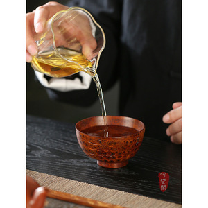 Hand Polished Bamboo Root Teacup Lacquered Small Tea Cup For Tea Tasting Wabi Sabi Style Home Use - Product Image 2