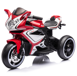 Moto électrique rouge tendance pour enfants, jouet à roulettes au design élégant et aventureux, avec phare LED pour enfants - Product Image 1
