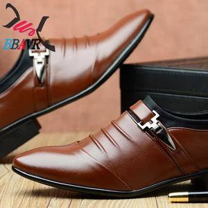 Zapatos de Cuero para Hombre, Grandes, Transpirables y Cómodos, con Suela Suave, Resistentes al Desgaste, Antideslizantes, con Punta en Pico, para Negocios - Product Image 3