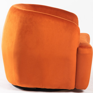 Sillón moderno de gran tamaño Sillón de terciopelo de color naranja francés y base giratoria - Product Image 1