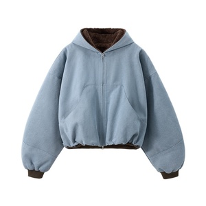Chaqueta de Invierno Estilo Vintage para Hombre, Nueva Tendencia, Felpa Corta con Capucha de Color en Contraste, Talla XL, Material de Lona, Estilo Urbano - Product Image 1