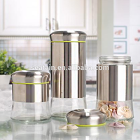 Pot de stockage avec couvercle, verre de revêtement en acier inoxydable, sucre des aliments, thé et café, livraison gratuite