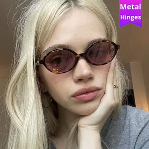 Gafas de Sol de gama alta para mujer de moda europea americana 2025, gafas de sol empollón de marco pequeño transfronterizo con lentes UV400 - Product Image 3