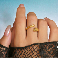 Bague ouverte torsadée vintage Gaovo pour femme, en acier inoxydable plaqué or PVD 18 carats, zircon ovale, empilable, bijou tendance, cadeau