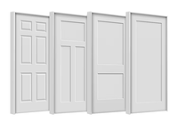 Portes françaises pré-montées à 2 panneaux carrés de style Shaker en bois simple pour intérieur