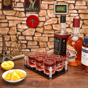 Porte-plateau de service en plastique acrylique moderne personnalisé avec 6 verres à liqueur carrés de 2 oz pour <span class=keywords><strong>Jager</strong></span> Bomb - Product Image 5
