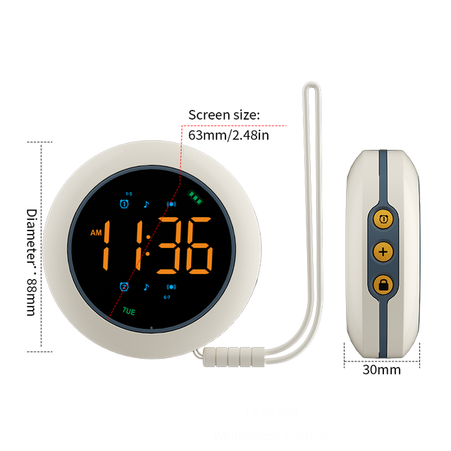 Round LED Bedside Vibrating Alarm Clock Dual Alarm Music Player Sleep Countdown Timer Custom Ringtones Weekly Alarm Clock