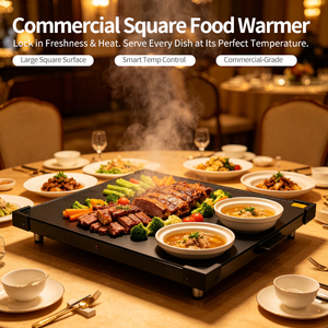 New Arrival Commercial Food Warmer Tray Coil Adjustable Temperature Tempered Glass Board 500W Manual Operation Large Square - Product Image 2