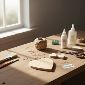 Tavola di Legno a Forma di Cuore Ilan 10x0,5 Cm per Decorazioni Artigianali, Confezione da 12 Pezzi - Product Image 2