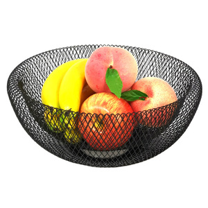 Modern Round Metal Fruit Basket Black Durable <b>Standing</b> Type Food Container for Kitchen Storage - Product Image 1