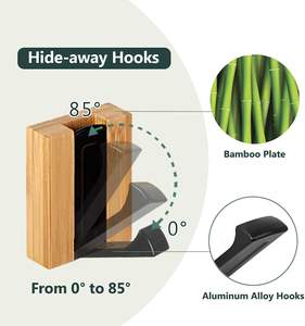 Crochets muraux pliants en bois, support mural multi-usages pour entrée, chambre, salle de bain, lot de 6 - Product Image 4