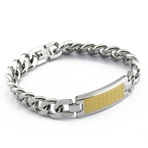 Offre Spéciale Cubain En Acier Inoxydable Bracelet <span class=keywords><strong>Gourmette</strong></span> avec Or Carte De Tordeur Marque - Product Image 1