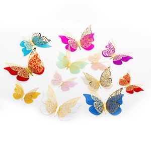Novedad: Mariposas 3D de Papel de Doble Capa con Diseño Hueco para Decoración de Pasteles, Suministros para Bodas y Fiestas - Product Image 1