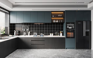 Stile moderno bianco <span class=keywords><strong>a</strong></span> forma di L Set di armadietti personalizzati in legno armadi da <span class=keywords><strong>cucina</strong></span> adatti per gli appartamenti - Product Image 3