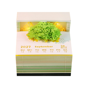 <span class=keywords><strong>Bloc</strong></span>-notes 3D Magic Tree Island, sculpture artistique en forme de fleur de mer, cube de papier, lumière LED, décoration de bureau esthétique, <span class=keywords><strong>bloc</strong></span>-notes calendrier 2027 - Product Image 2
