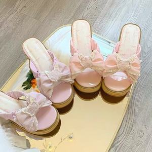 Nuevas Sandalias Estilo Japonés Mary Jane Antideslizantes con Suela Gruesa y Lazo Decorativo, Zapatos de Playa con Patrón de Madera, Zuecos de Madera, Pantuflas COS - Product Image 6