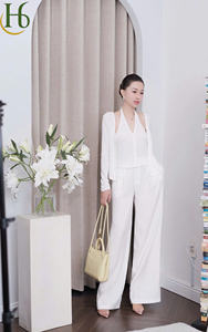 Pantalones de Verano para Mujer, Plisados, de Pierna Ancha, Cintura Alta, Estilo Vietnamita, Holgados, Casuales, Largos, de Poliéster y Spandex, de Secado Rápido - Product Image 4