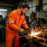 NEO SAFETY Combinaison de travail orange vif en coton ignifuge et antistatique à deux pièces avec logo personnalisé pour les travailleurs miniers et mécaniciens
