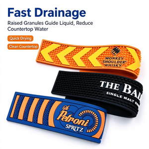 Custom Silicone <b>Bar</b> <b>Mat</b> Non Slip Drainage <b>Bar</b> Runner With Embossed Logo For <b>Bar</b> Cafe Counter - Product Image 3