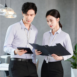 Slim-fit Striped Shirt Women's Professional Long Sleeve Elegant Workwear Wrinkle-resistant Bank Uniform Polyester Fiber T807 - Product Image 3