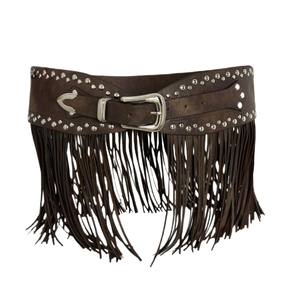 Nouveau Hip Hop mode dames gothique Punk <span class=keywords><strong>jupe</strong></span> ceinture <span class=keywords><strong>en</strong></span> <span class=keywords><strong>cuir</strong></span> PU avec frange et boucle <span class=keywords><strong>en</strong></span> alliage vêtements accessoires taille joint gland - Product Image 5
