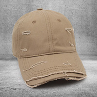 Gorra de Béisbol de 6 Paneles de Algodón con Agujeros Desgastados, Logotipo Personalizable, Corona Suave, Visera Curva, Diseño Bordado Moderno, Unisex