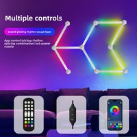 스마트 모듈형 퀀텀 라이트 RGB 앱 제어 USB 전원 사운드 픽업 기능이 있는 창의적인 게임 분위기 LED 벽 장식 조명