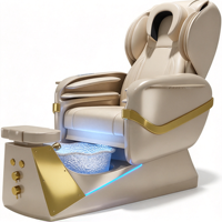 Fauteuil de pédicure électrique de luxe avec bassin à pieds en cristal, lumière ambiante LED, massage complet du corps, fauteuil inclinable pour soins des pieds en salon
