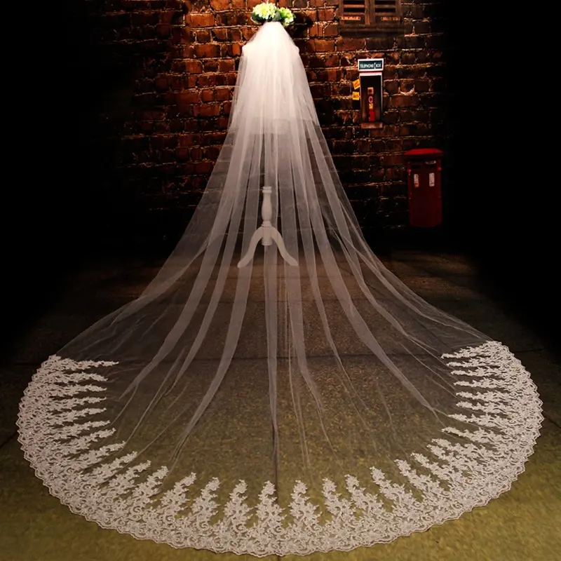 Beautiful New Bridal Veil Lace Embroidery Beaded Bridal Veil Luxury Fairy Heavy Industry Bridal Veil