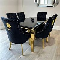 Ensemble de table à manger moderne et abordable de style nordique de la marque Runwood Factory, avec 4 chaises, table à manger en marbre, table à manger ronde