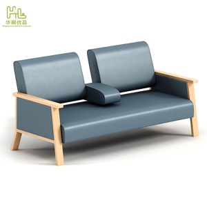 Chaise d'attente rembourrée avec pieds en bois de frêne massif, mobilier de réception médical pour hôpital, clinique, banque, bureau, espaces publics - Product Image 3