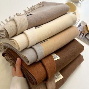 Écharpe d'hiver de luxe pour femme, châle bicolore chaud et long en 100 % cachemire, couleur unie - Product Image 1