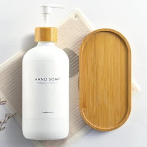 Plateau de toilette classique en bambou pour l'organisation du comptoir de salle de bain, distributeur de <span class=keywords><strong>savon</strong></span>, 6,85 pouces, petit cadeau de mariage - Product Image 1