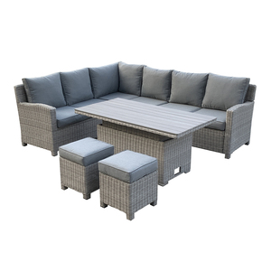 9 Seater Wicker Rattan Sofa Set with <strong>Rising</strong> Wood <strong>Table</strong> Modern Outdoor Dining <strong>Furniture</strong> for Hotels and Parks - Product Image 2