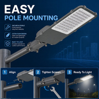 Lampadaire LED extérieur étanche IP66 en aluminium moulé sous pression pour routes publiques et parkings commerciaux, 50W, 100W, 150W, 200W, 300W