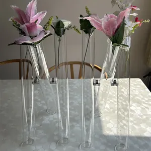 Vase en <span class=keywords><strong>verre</strong></span> <span class=keywords><strong>cristal</strong></span> de luxe SPR pour mariage avec fleurs fraîches, support cylindrique transparent pour <span class=keywords><strong>d</strong></span>écoration de table et de lampadaire - Product Image 3