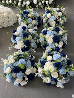 Vente en gros de boule de fleur blanche artificielle J24 Centre de table de mariage en soie et rose pour décoration de table de mariage
