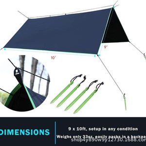 Tente imperméable Woqi en toile 300x300 cm, carrée, en polyester, type V, avec piquets de sol, abri de camping - Product Image 4