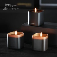 Luxus handgemachte quadratische Glas Glas duftende Soja Wachs ätherische Öl Kerzen 3-Packungen benutzer definierte Geschenk box für Wohnkultur