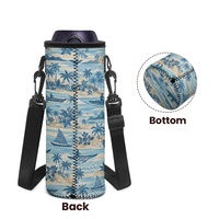 Sac de transport pour bouteille d'eau personnalisé avec motif îles du Pacifique et bandoulière réglable