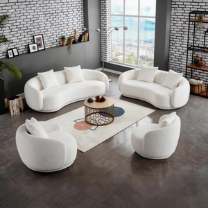 Canapé modulaire Moon en velours italien bouclé, canapé incurvé de luxe pour salon, usage commercial ou domestique - Product Image 1