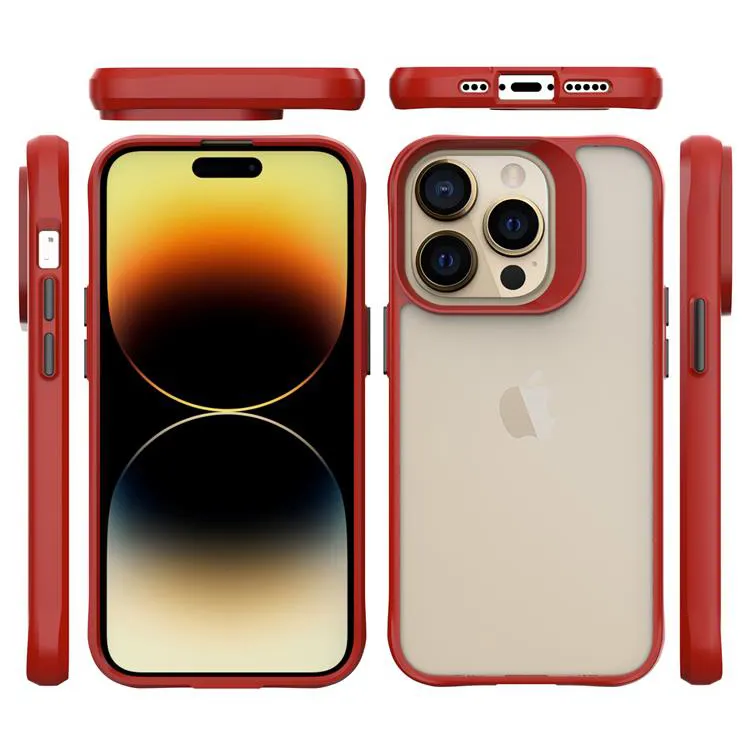For iPhone 14 pro built-in 4 corner shock pocket shockproof phone shell soft TPU red frame hard PC cover case for iPhone 14 pro