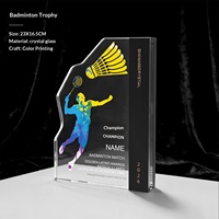 Trophée de badminton en cristal original, nouveau, haut de gamme, élégant, créatif, médaille pour événements sportifs, vente directe d'usine en Chine, impression de logo
