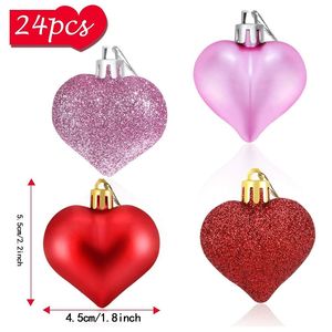 Adornos Navideños de Cristal en Forma de Corazón Rojo, Acabado Brillante, Tapa Dorada, Decoraciones Colgantes para Árbol, Juego de 12 Piezas, Hecho a Máquina, D0100HAZ - Product Image 4