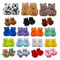 Chausson Ours en Peluche Arc-en-ciel d'Intérieur Extérieur OEM, Pantoufles Personnalisées pour Enfants, Femmes et Filles